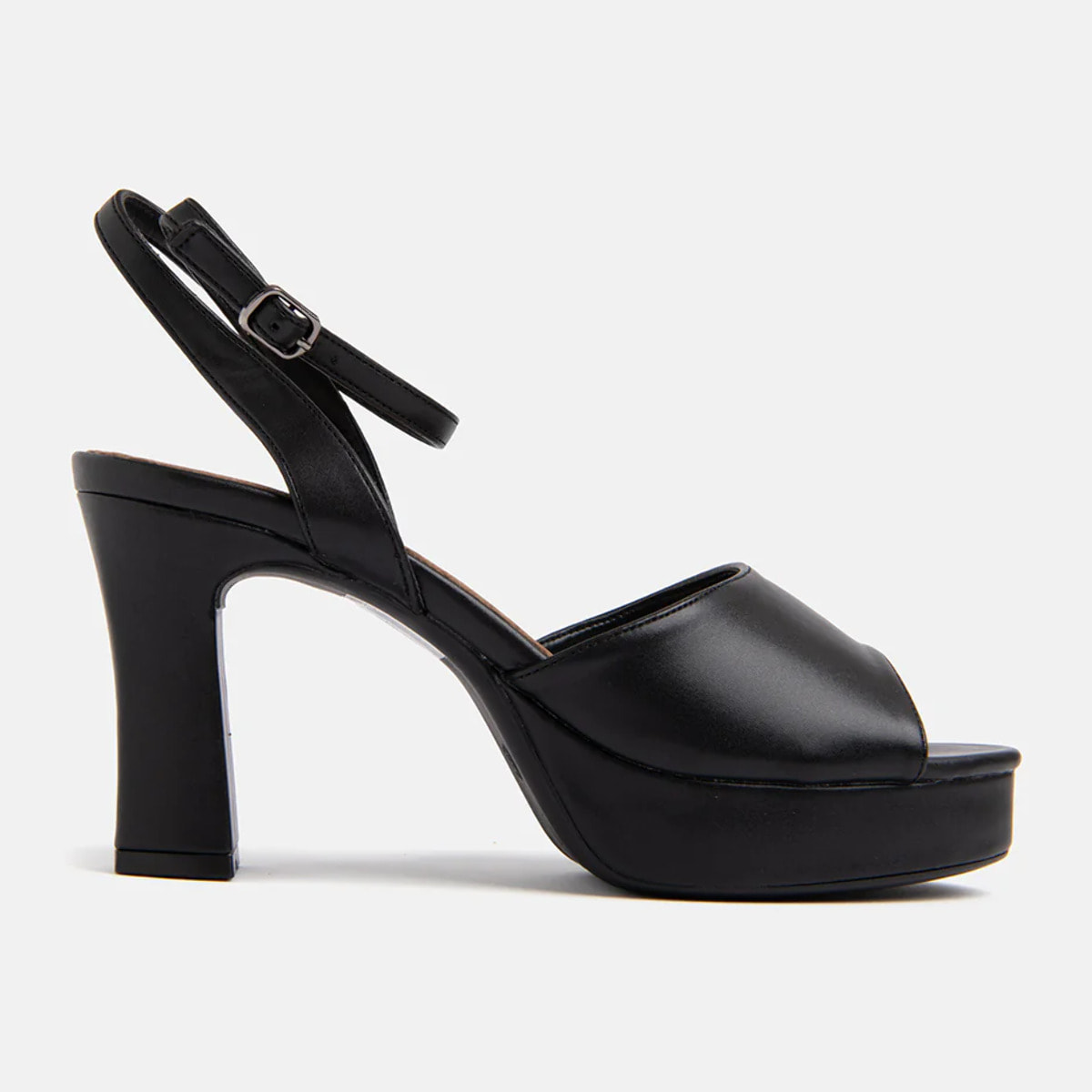 Sandalo con plateau e fascia - NERO