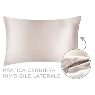 Federa Cuscino Letto Con Zip E Scrunchies Elastico Capelli 100% Seta Tinta Unita Bianco