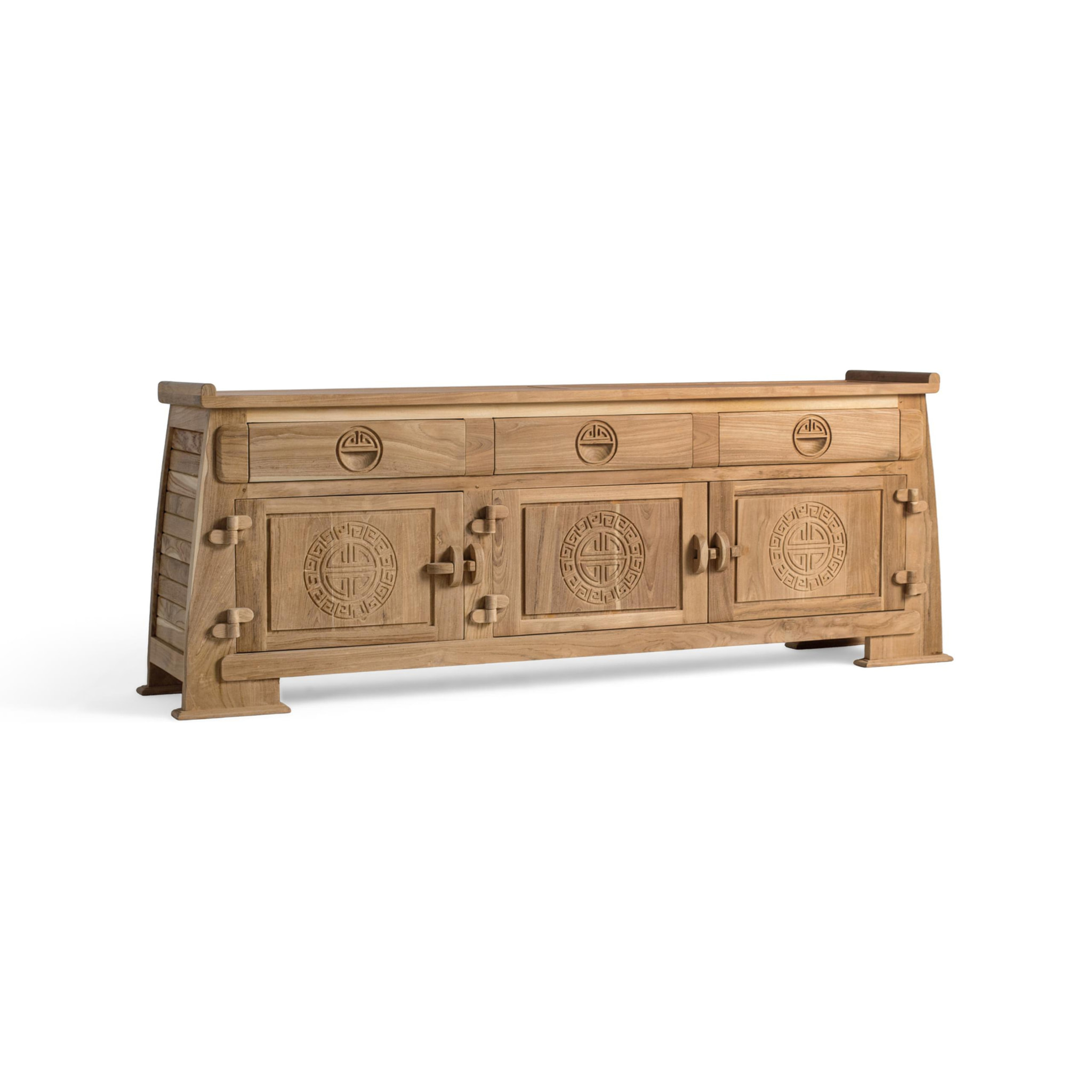 Meuble TV en bois de teck 170 cm style colonial oriental