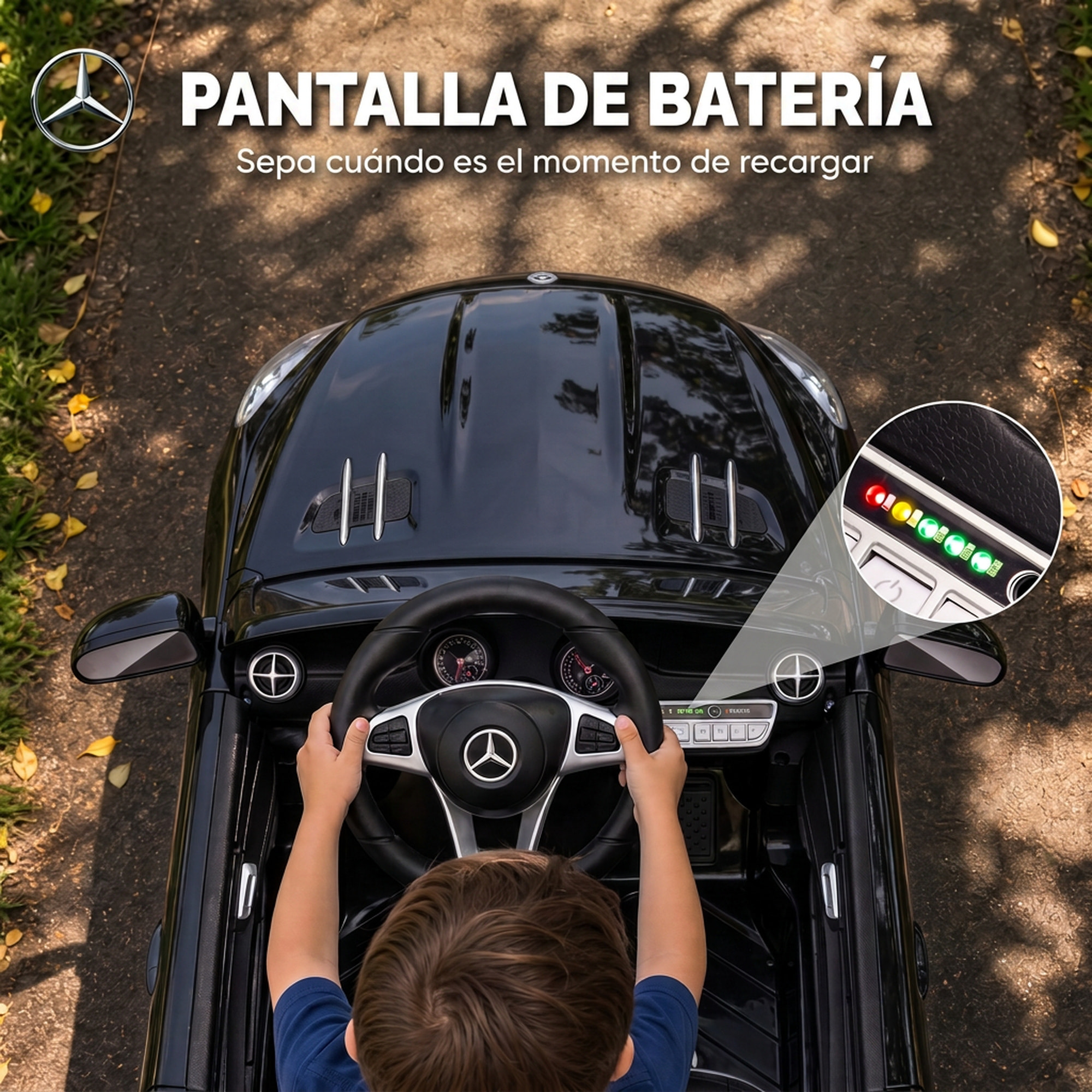 Coche Eléctrico para Niños Mercedes-Benz SL500 Coche de Batería Litio 12V con Mando a Distancia 2,4 G 2 Motores Suspensión Arranque Suave Luces Música Claxon Bluetooth 3-5 Años 3-5 km/h Negro