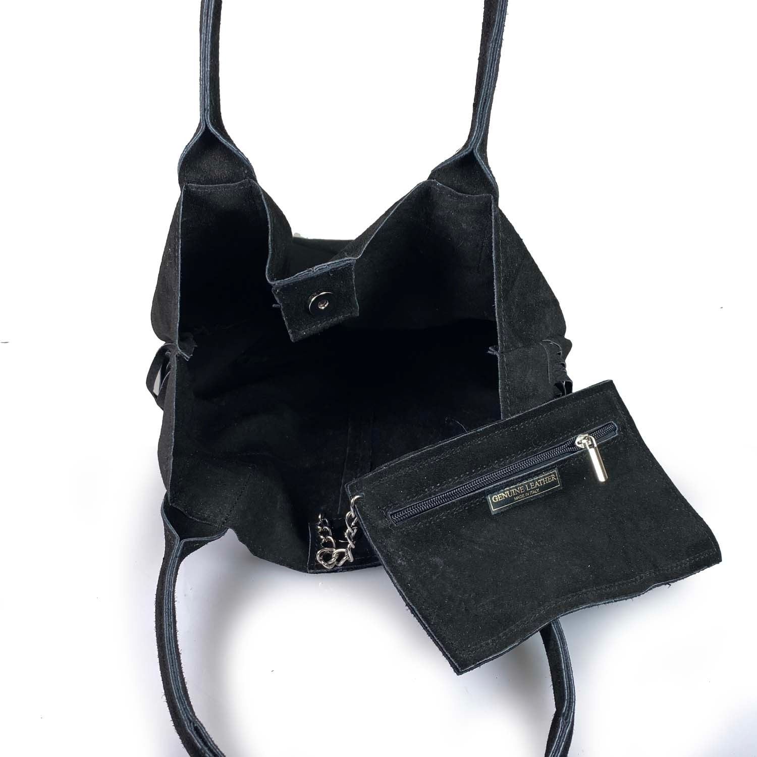 Borse Donna colore Nero-in pelle Made in Italy 36x45x19cm