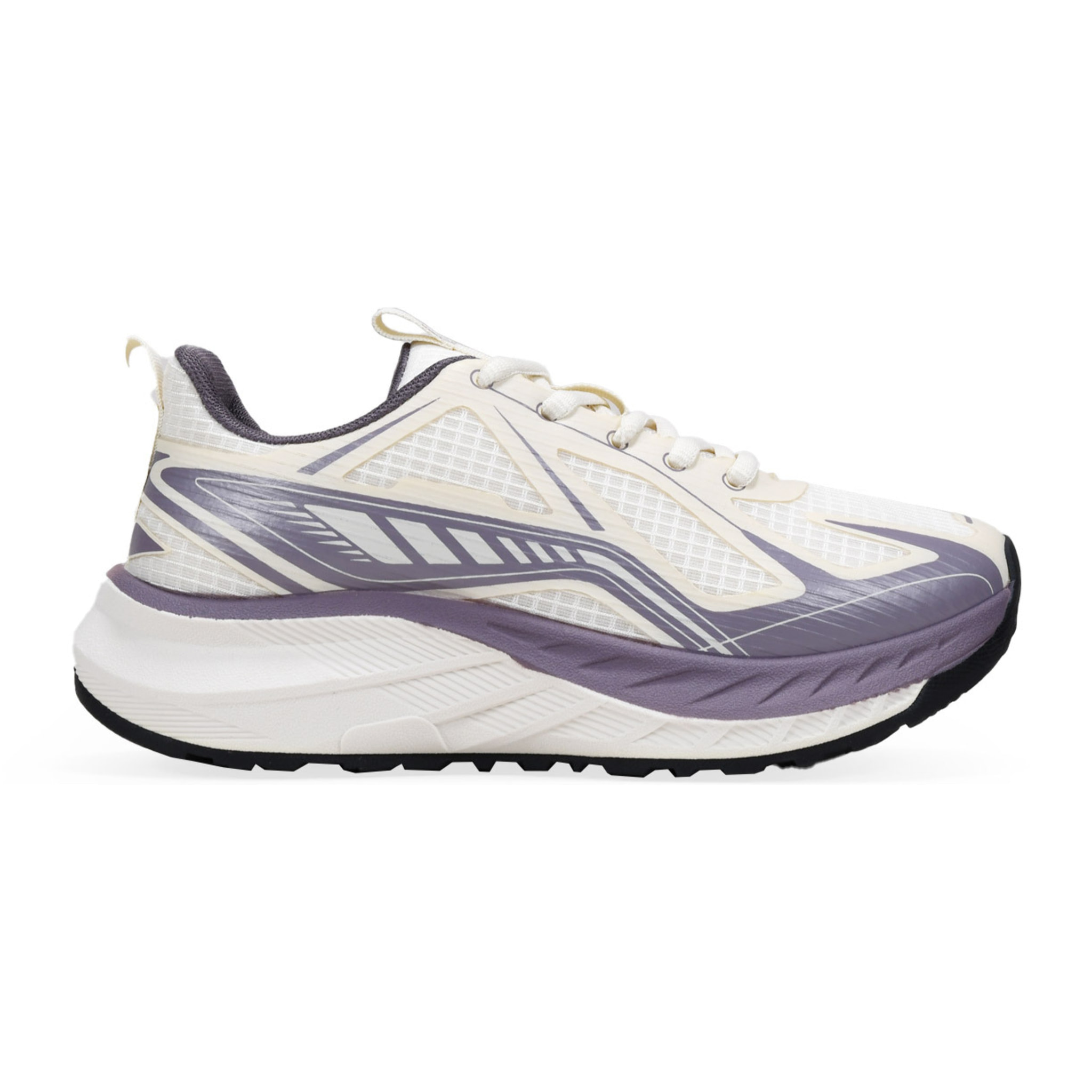 Zapatillas deportivas beige y lila con cordones