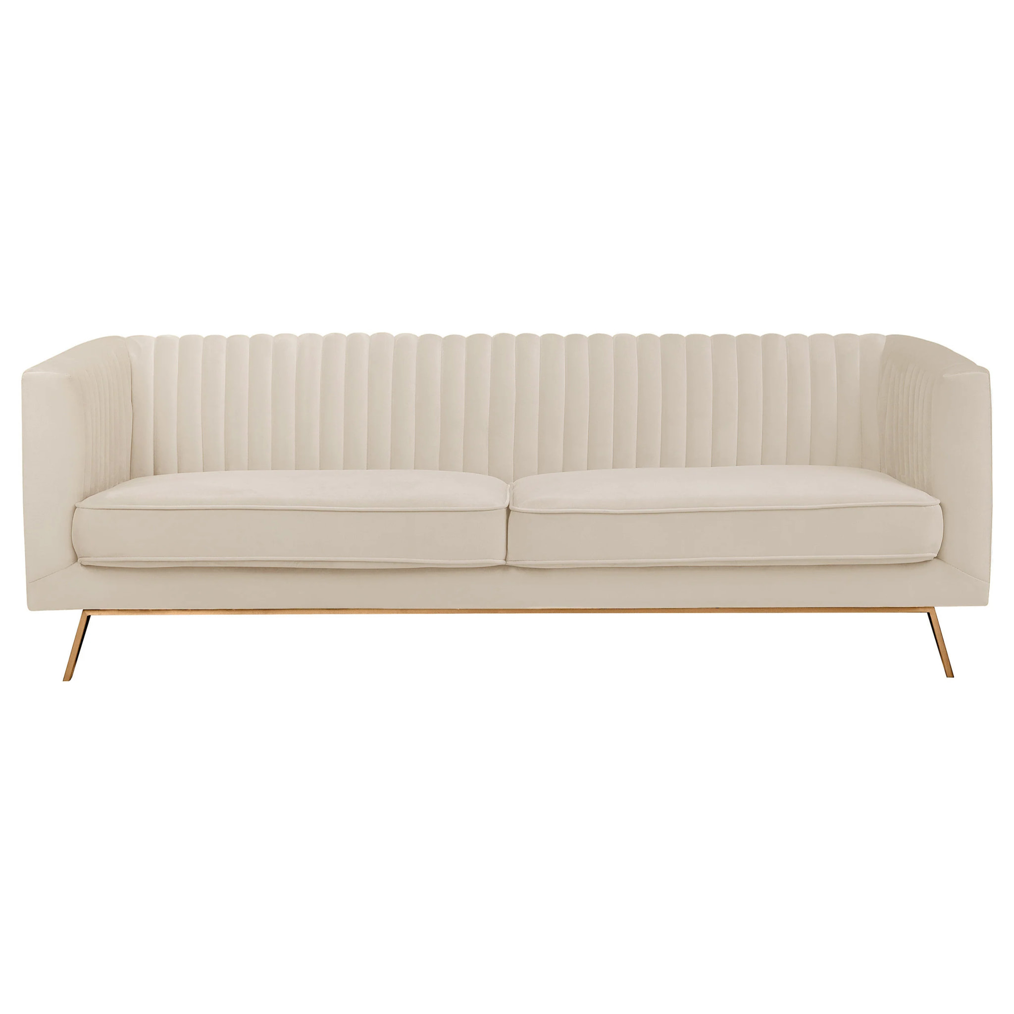 Canapé 3 places en velours beige - Gatsby
