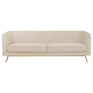 Canapé 3 places en velours beige - Gatsby