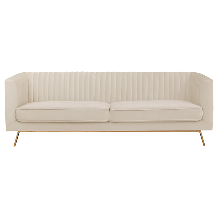 Canapé 3 places en velours beige - Gatsby