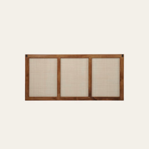 Tête de lit Nambu -bois massif de manguier et rotin-couleur noyer 162 x 80 x 3 cm