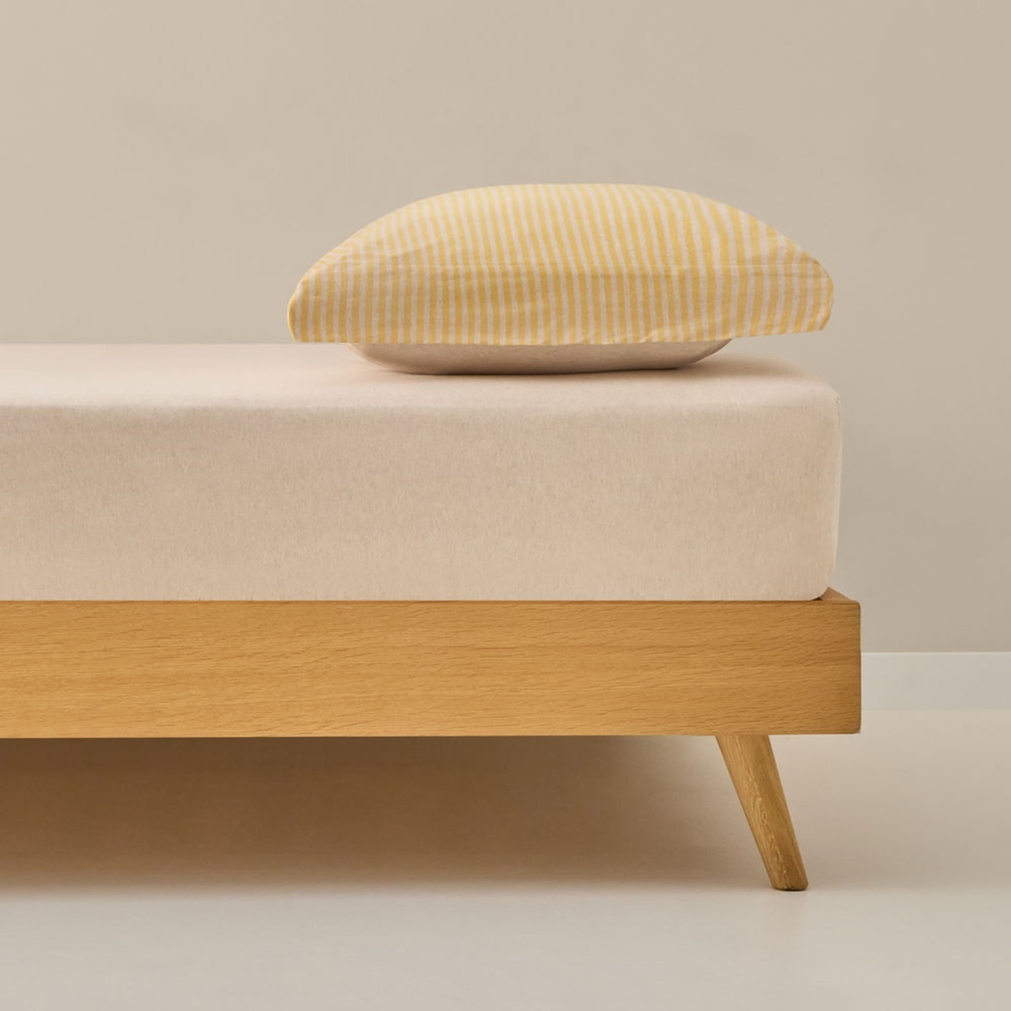 Sábana bajera algodón de punto ajustable Punto color marfil lino Punto de algodón