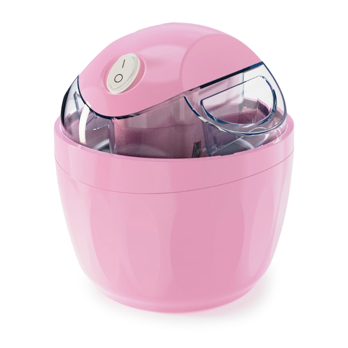 Mini heladera automática de 500ml, 9.5W, operación con un botón y entrada doble para líquidos.