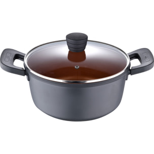 Batería de cocina san ignacio bronze 6pzs - cacerola 24cm con tapa+2x cazo 16cm+sartenes ø20ø24cm+grill 28cm - aluminio fundido apto inducción
