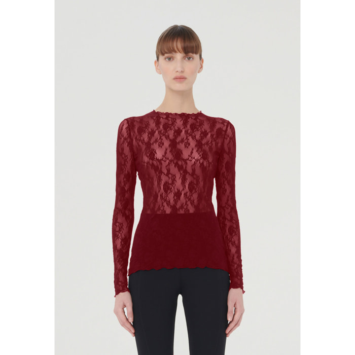 Top a maniche lunghe Floral Lace Top Long Sleeves