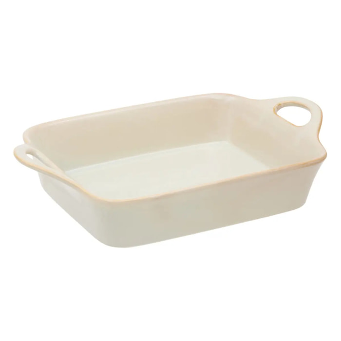 Plat rectangulaire en céramique Terre Inconnue 23x18cm beige