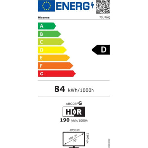 TV QLED HISENSE MiniLED 75U7NQ 2024