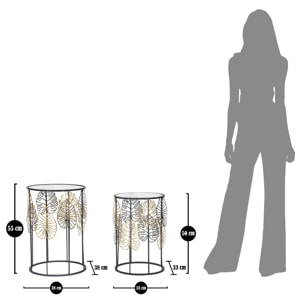 TAVOLINETTI FOGLIE GLAM COPPIA CM Ø 38X55-33X50