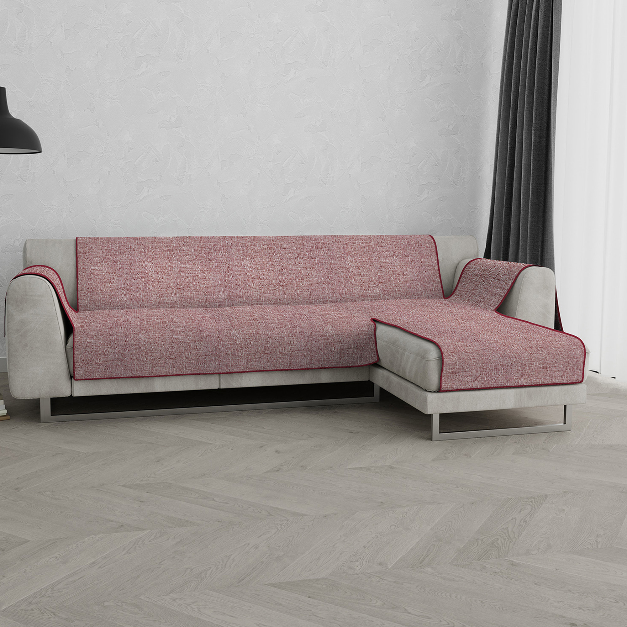COPRIDIVANO PENISOLA DESTRA COMFORT, Antiscivolo, Cotone+Microfibra+Fibre Varie, Made in Italy - BORDEAUX