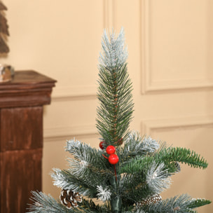 HOMCOM árbol de Navidad Artificial 120 cm con 266 Ramas 27 Piñas y 27 Bayas Hojas de PVC PE Base Plegable y Soporte Metálico Decoración Navideña para Interiores Verde