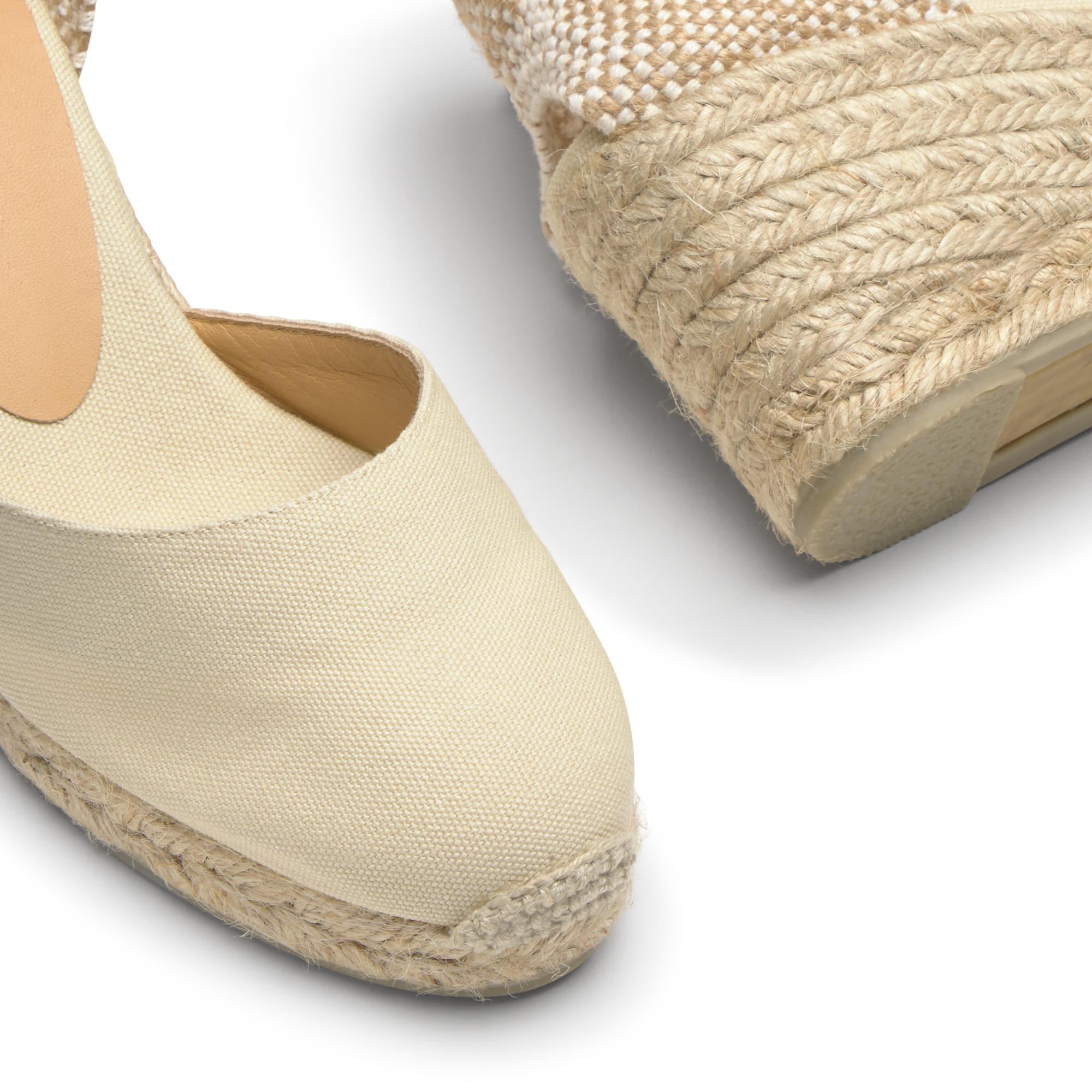 Alpargatas de cuña de mujer Carina en algodón orgánico, cierre mediante lazada