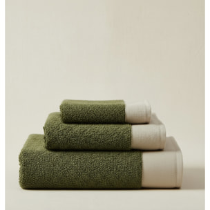 SET VISO, MANI E CORPO SPUGNA VERDE OLIVA CON BALZA IN LINO