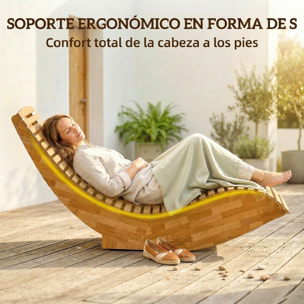 Pack de 2 Sillas Mecedoras de Jardín de Madera, Mecedoras para Exterior Ergonómica Plegables con Diseño Listonado, para Balcón, Terraza, Patio, Carga 120 kg, 60x156x77 cm, Natural