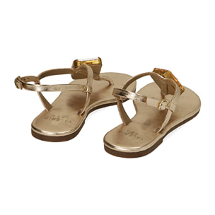 Sandali flat oro in pelle