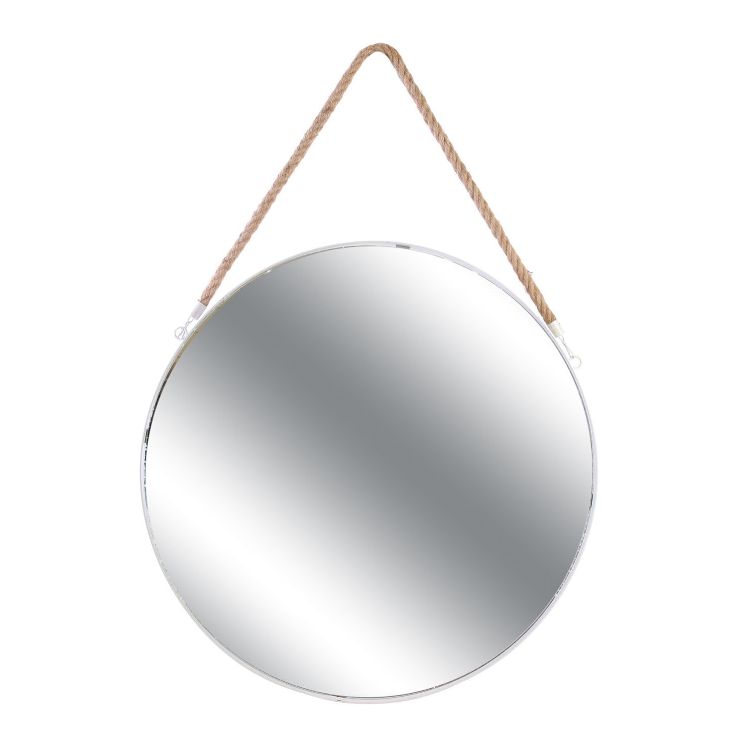 Miroir Rond Blanc Anse Jonc 50cm