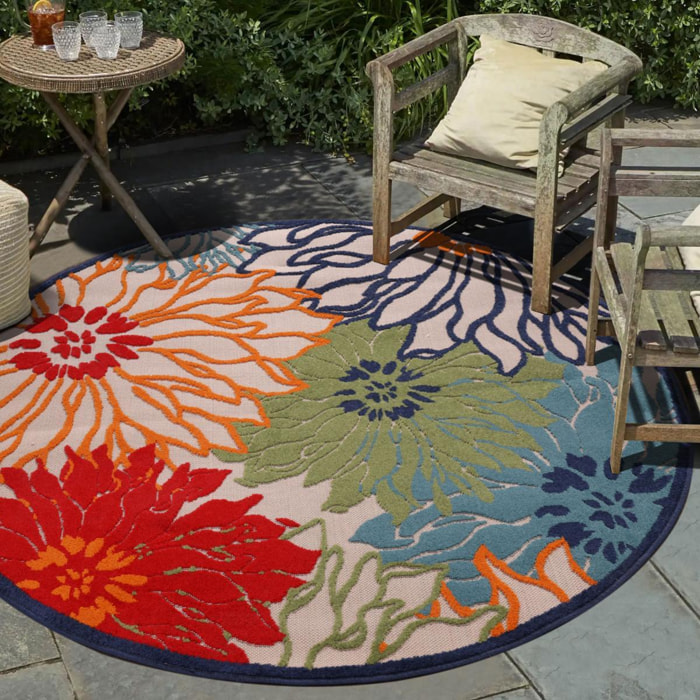 Tapis extérieur tissé kilim rond MEKO