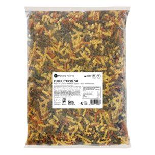 PLANETA HUERTO | Fusilli tricolor ecológico 5 kg, pasta con espinaca y tomate Pasta en espiral sin aditivos - Fusili Tricolor rica en carbohidratos y proteínas vegetales