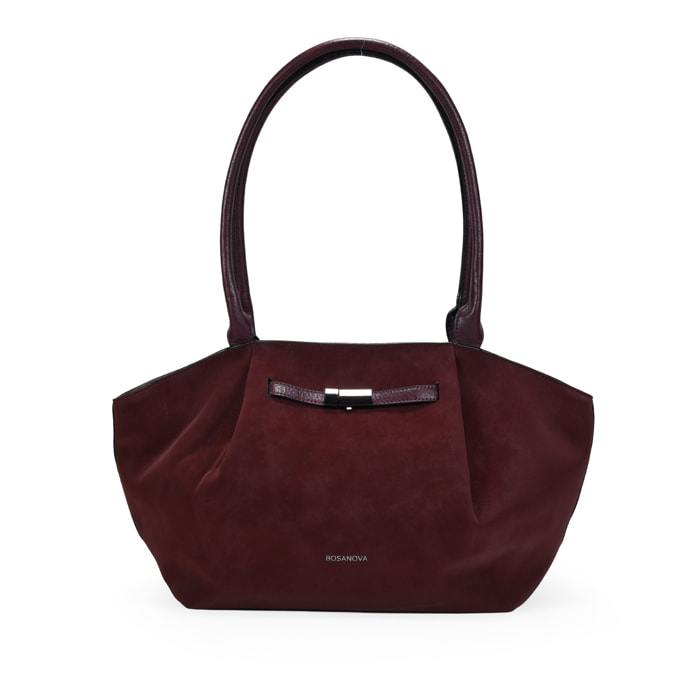 Bolso de hombro burdeos con hebilla