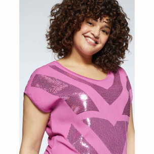 Fiorella Rubino - Camiseta con bordado de lentejuelas - Fuchsia