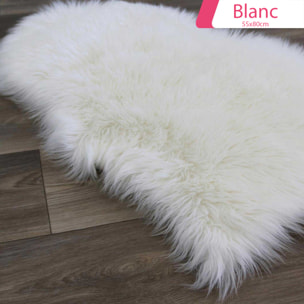 Cocooning - Tapis fausse fourrure blanc imitation peau de mouton