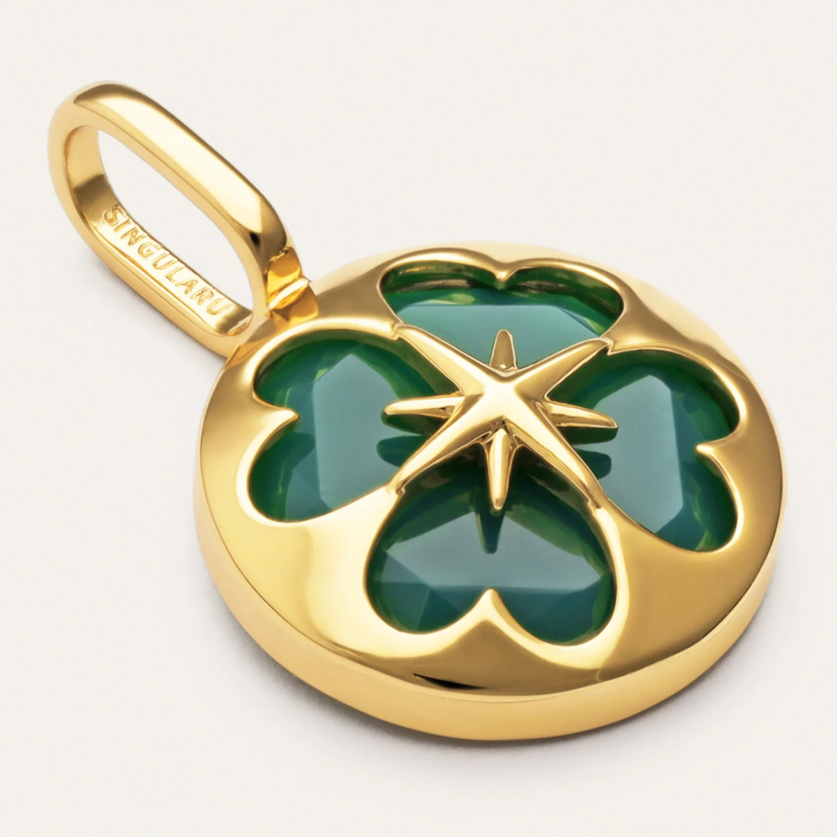 Charm Trifoglio Agata Stone Placcato Oro