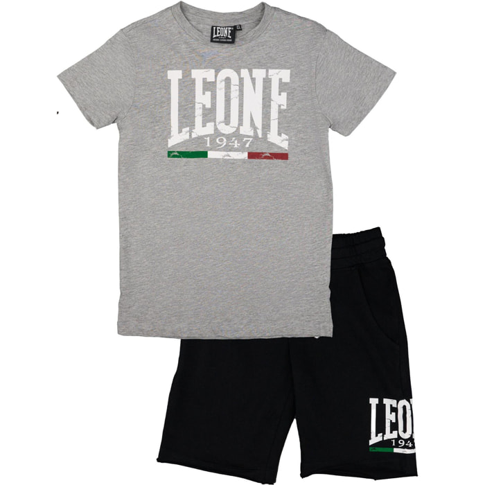 Conjunto completo para niños en algodón con camiseta y pantalón corto Leone Vintage