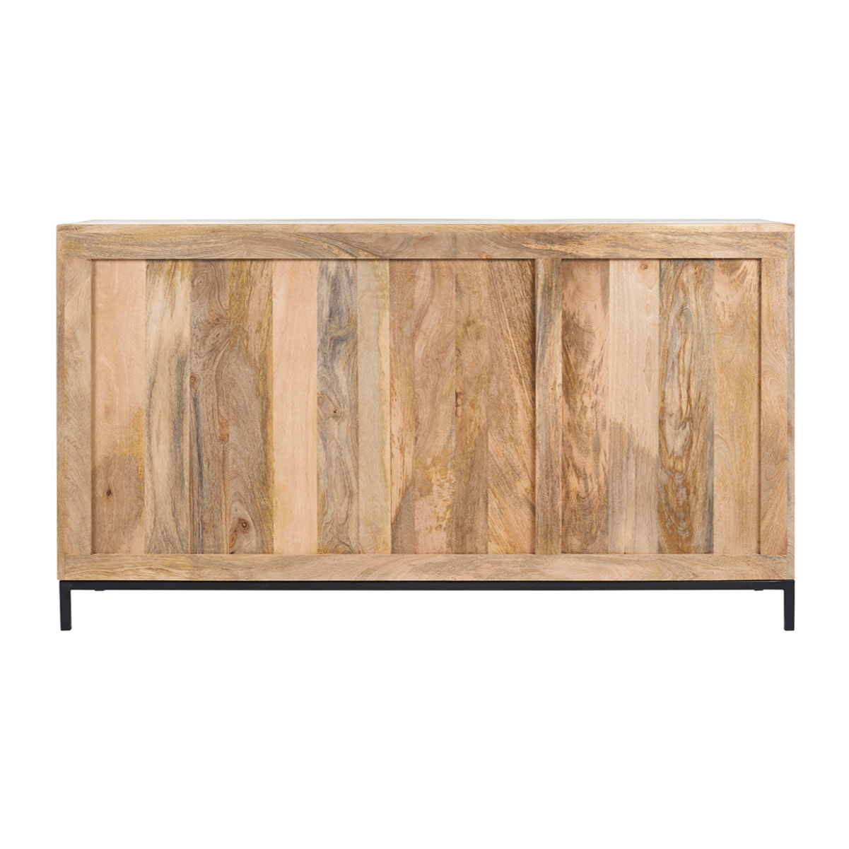 Buffet industriel en bois manguier massif et métal noir 3 portes L145 cm YPSTER