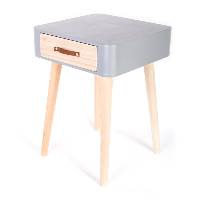 Chevet Gris 1 Tiroir En Bois
