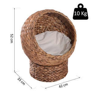 PawHut Panier chat lit chat cosy grand confort dim. 42L x 33l x 52H cm coussin moelleux beige inclus