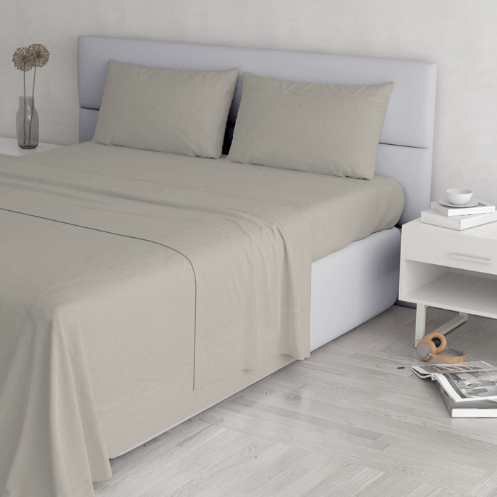 COMPLETO LETTO ELEGANT, 100% Microfibra, No Stiro - GRIGIO CHIARO
