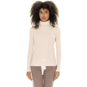 T-shirt donna a manica lunga in costina Leone 1947 Chic Tones