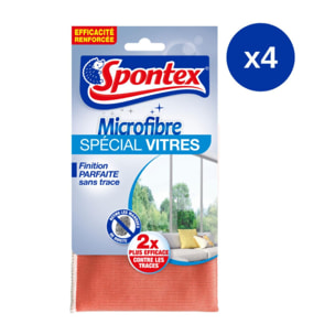 Pack de 4 - Spontex - 1 Lavette Microfibre Spécial Vitres