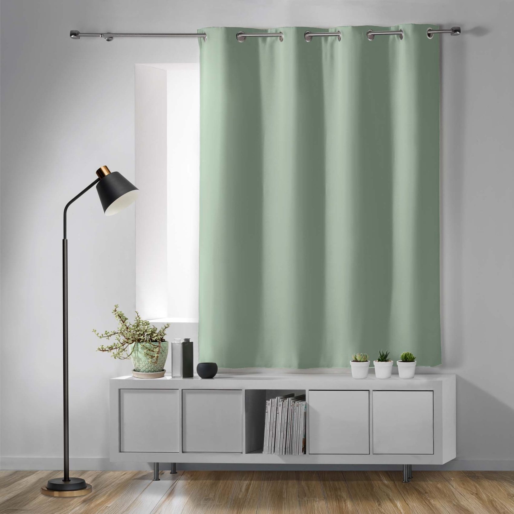 Rideau court obscurcissant 90 % adapté radiateur - Sauge