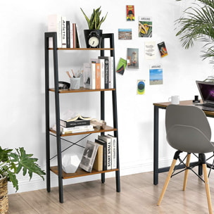 Libreria a scala industriale LLS44X in legno rustico e metallo
