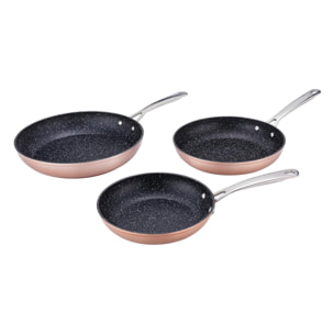 Set de 3 poêles cuivré  Greblon céramique - "Héritage"