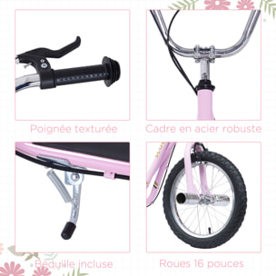 Trottinette patinette freestyle grandes roues pneumatiques Ø 41 cm avec pegs rose