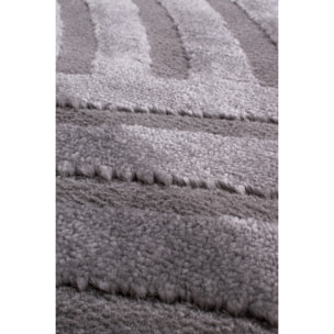BIANCA - Tapis rond à motif arc en ciel en relief - Gris