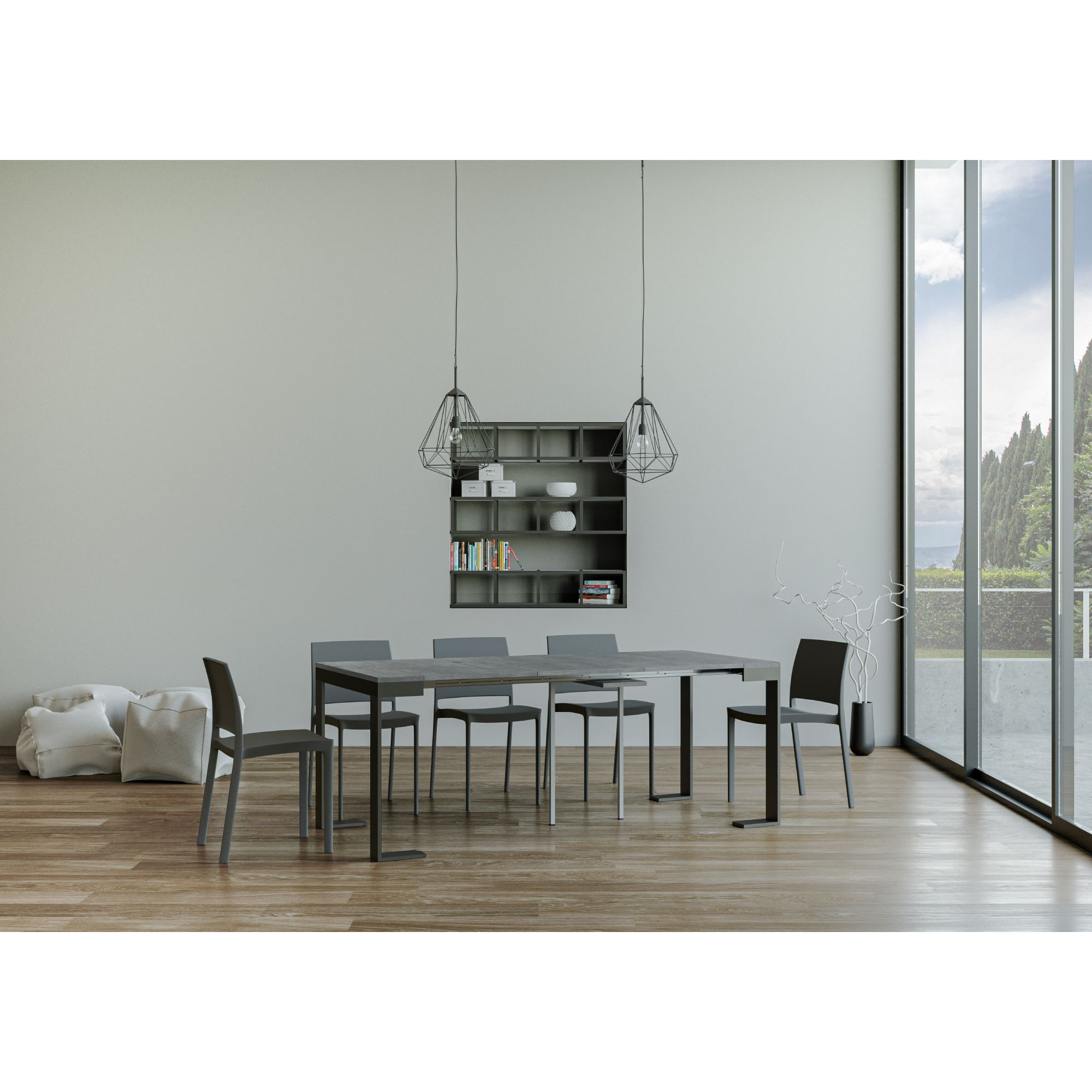 Consola extensible 90x40/196 cm Tecno Evolution Small Cemento estructura Antracita