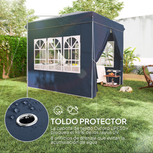 Carpa Plegable Pop-up Gazebo 2,5x2,5 m Cenador Plegable con 4 Paredes Laterales Anti-UV Altura Ajustable y Bolsa de Transporte para Camping Fiestas