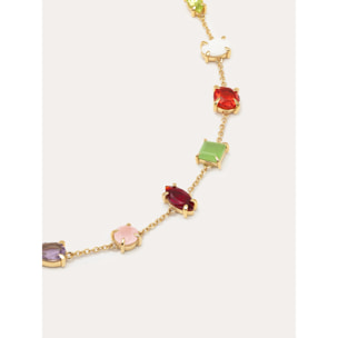 Collar Drop Orquidea Baño Oro