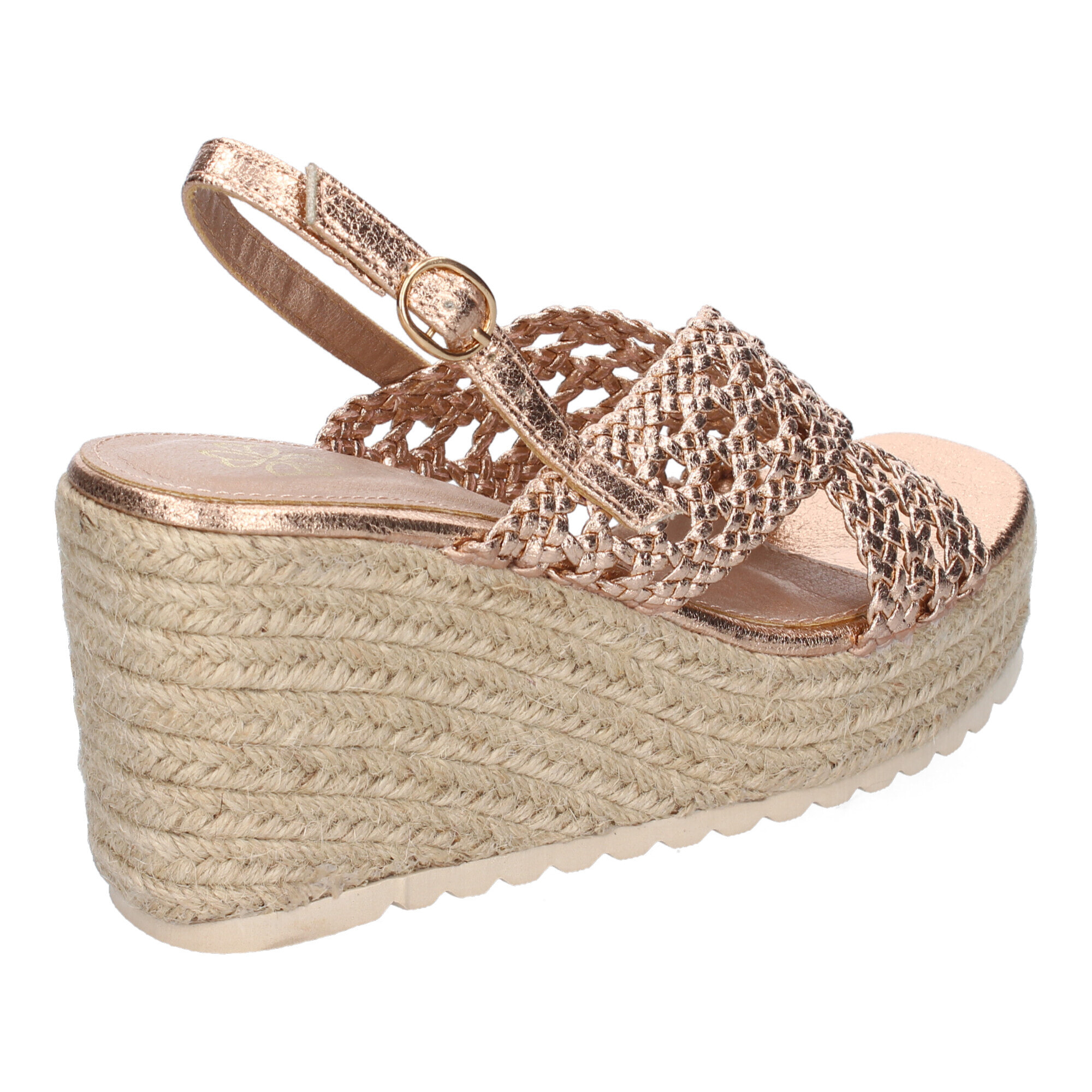 Sandalia de Cuña de Yute para Mujer, Comodas y Elegantes, Diseño Trenzado en la Pala