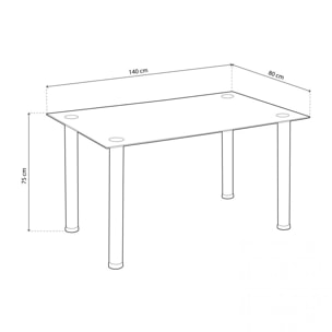 Mesa de comedor Ake Cristal negro - Cromo