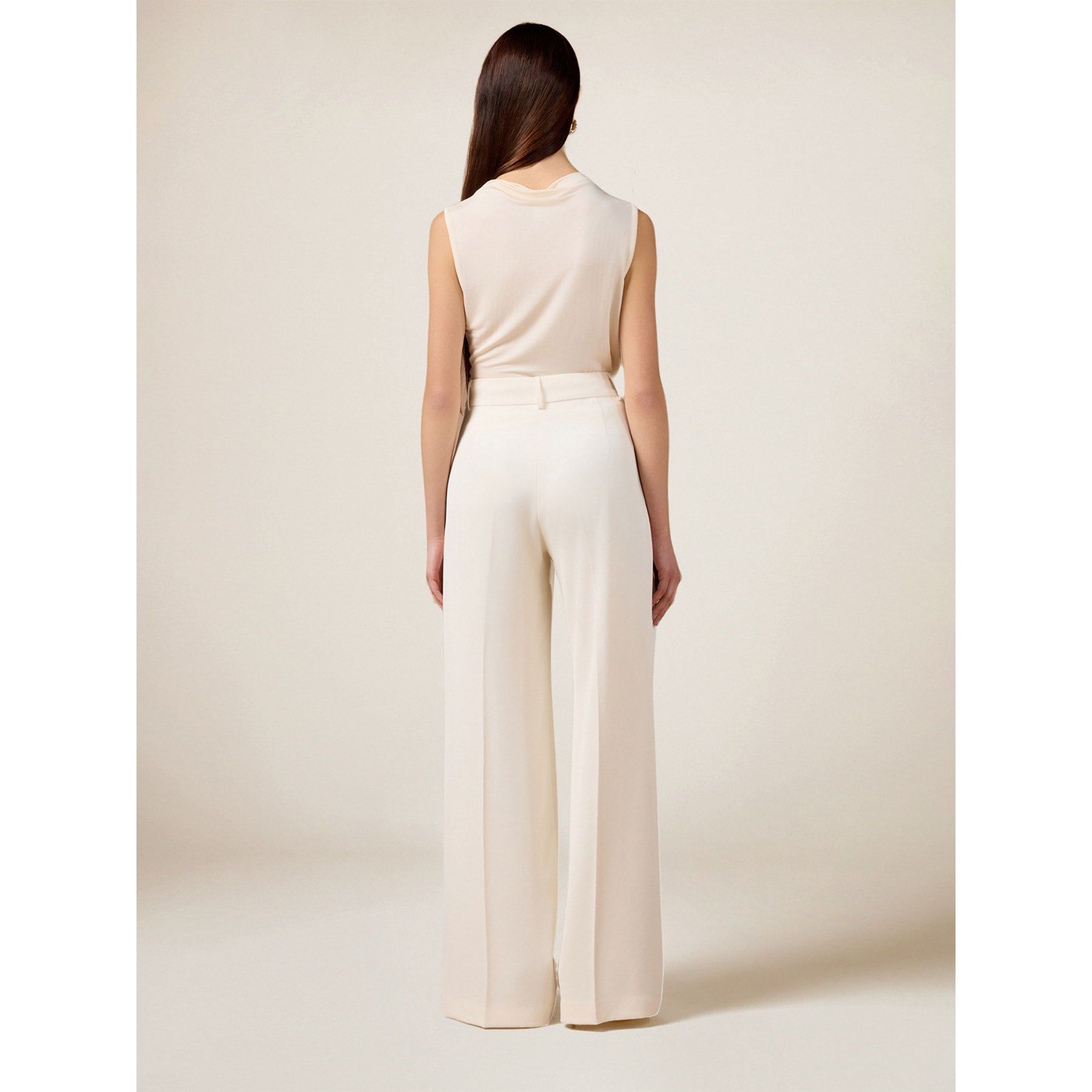 Oltre - Pantalones palazzo de tejido crepé - Blanco
