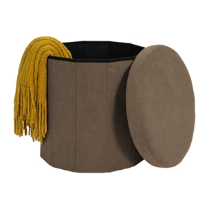 Coffre Pouf Pliable - HOME DECO FACTORY - Jules - Côtelé - Taupe
