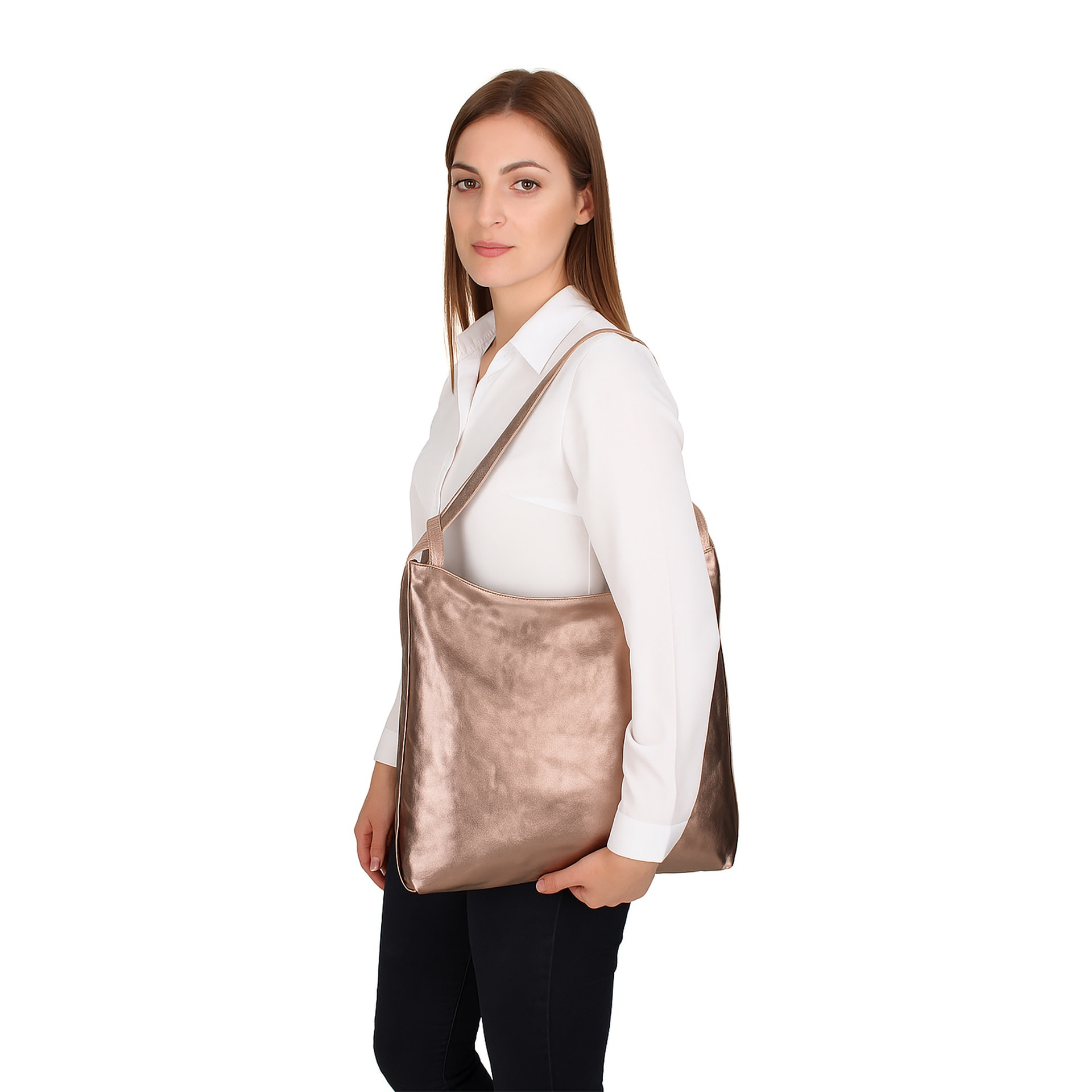 Borsa a mano da donna Made in Italy - Modello Edera Elite - 100% pelle - 37.0 x 37.0 x 9.0 cm